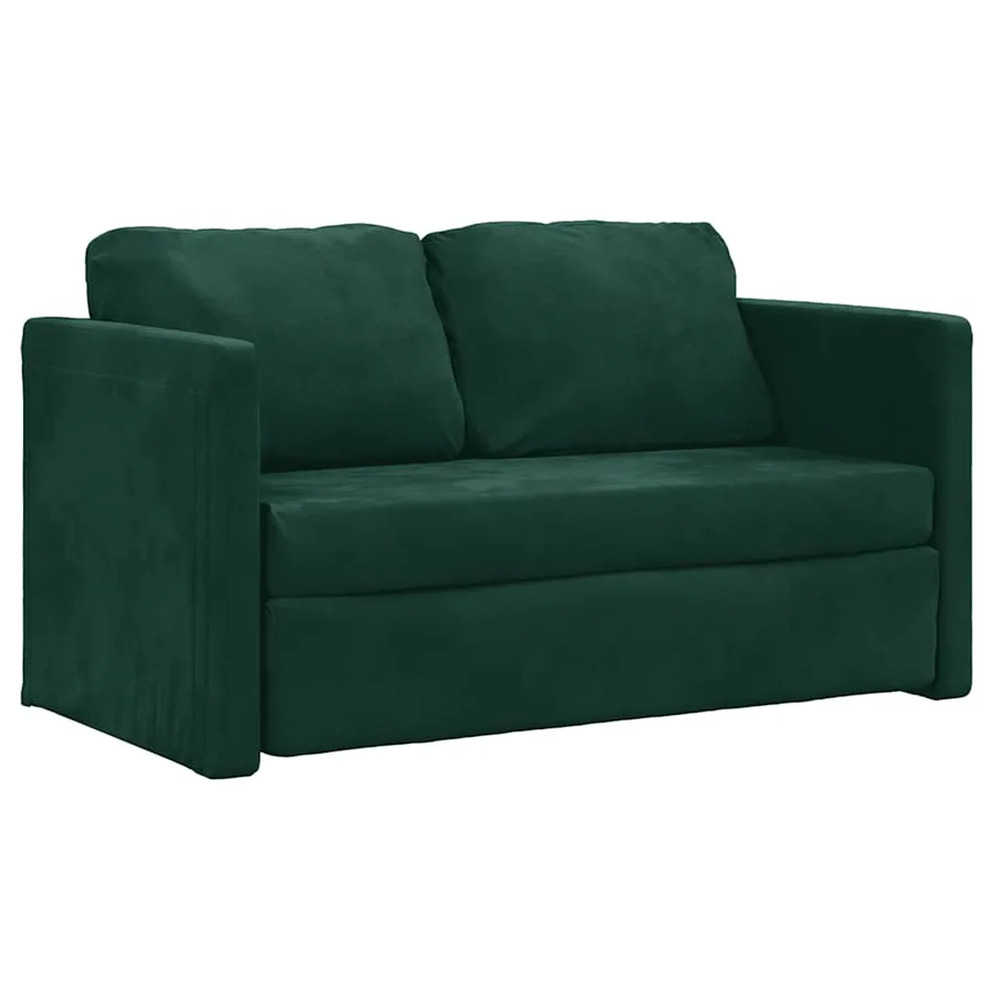 Canapé-lit 2 en 1 vert foncé 122x204x55 cm velours - 2