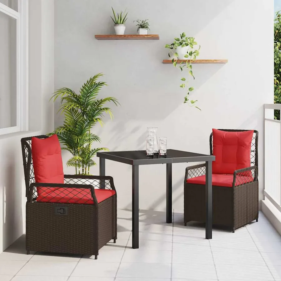 Ensemble de salle à manger pour jardin 3 pcs Marron polyrotin