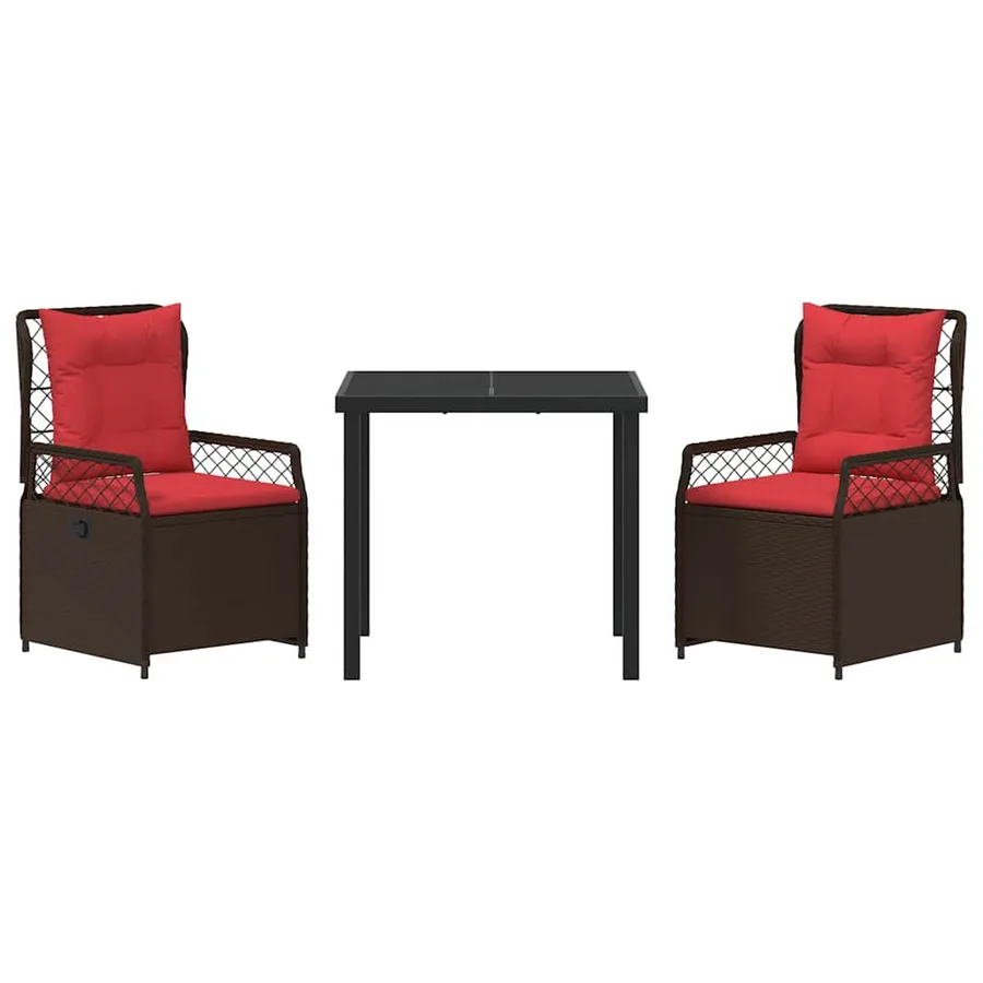 Ensemble de salle à manger pour jardin 3 pcs Marron polyrotin - 7