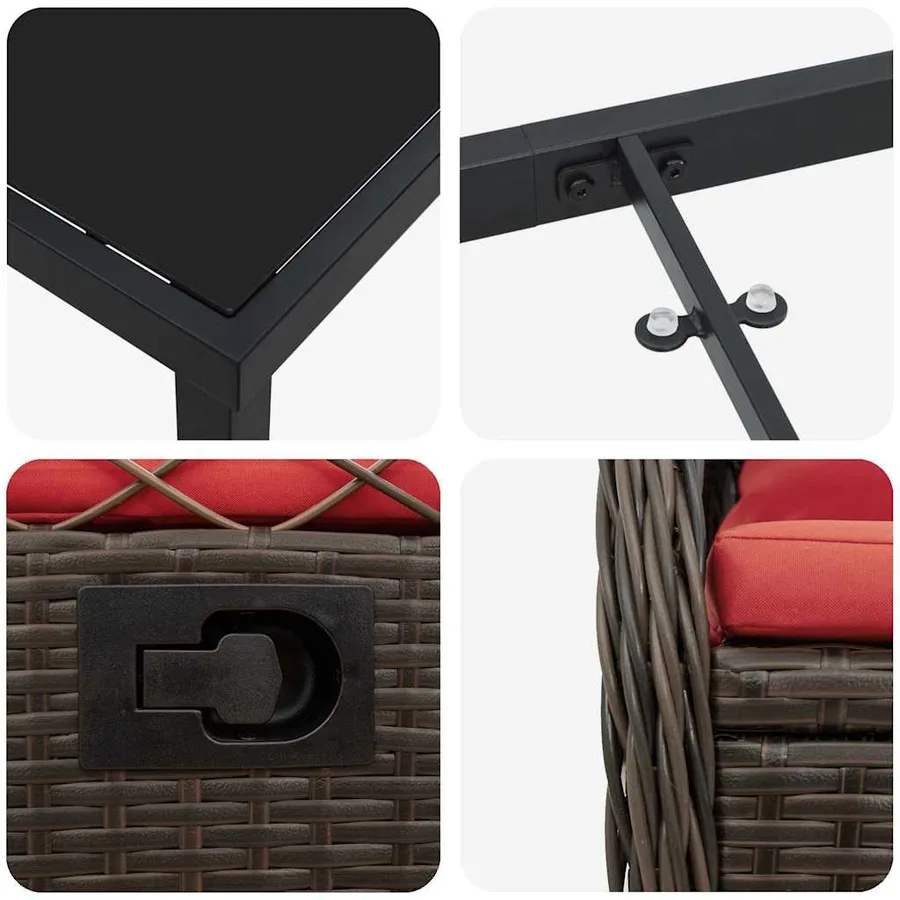 Ensemble de salle à manger pour jardin 3 pcs Marron polyrotin - 9