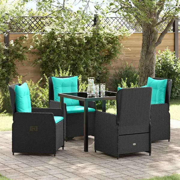 Ensemble de salle à manger pour jardin 5 pcs Noir Poly rotin