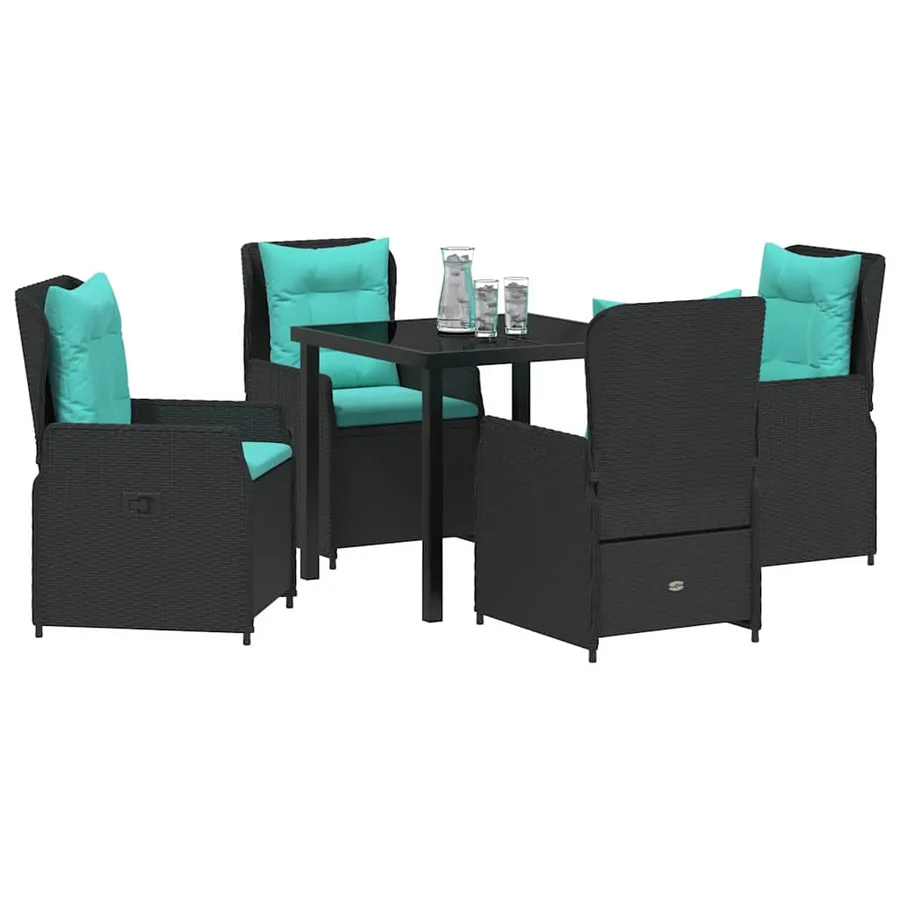 Ensemble de salle à manger pour jardin 5 pcs Noir Poly rotin - 3