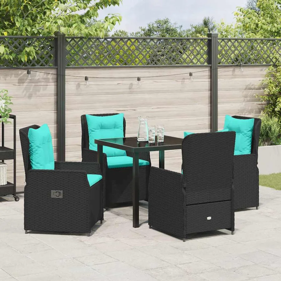 Ensemble de salle à manger pour jardin 5 pcs Noir Poly rotin - 4