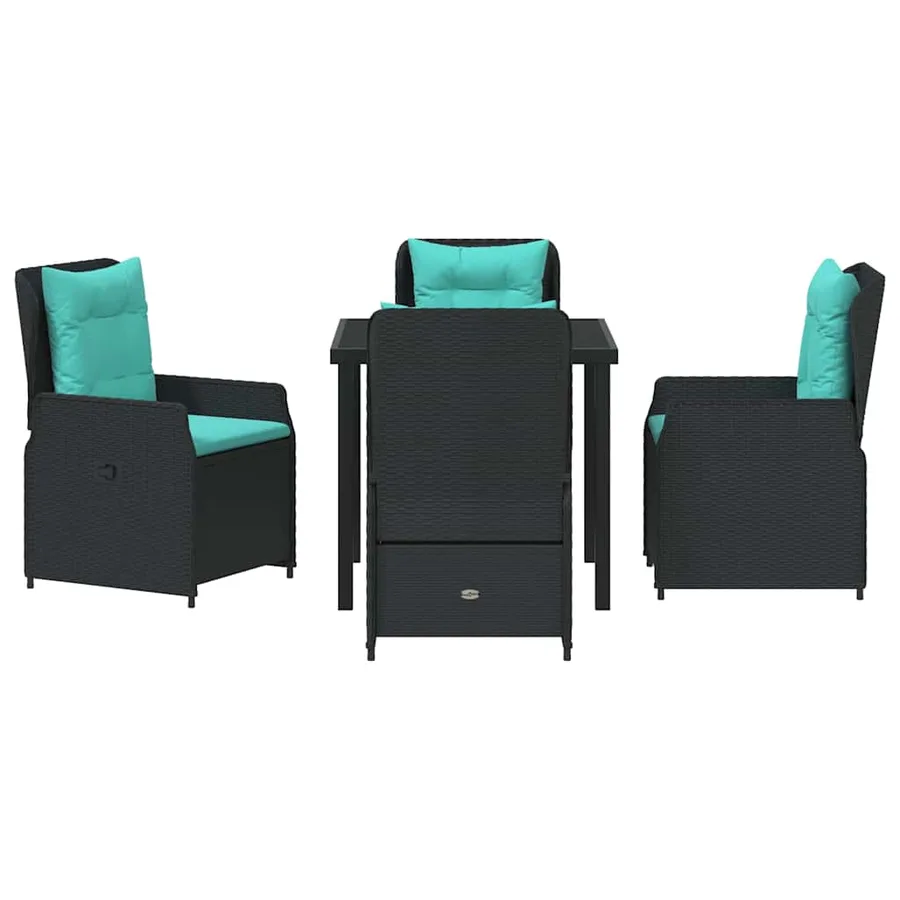 Ensemble de salle à manger pour jardin 5 pcs Noir Poly rotin - 7