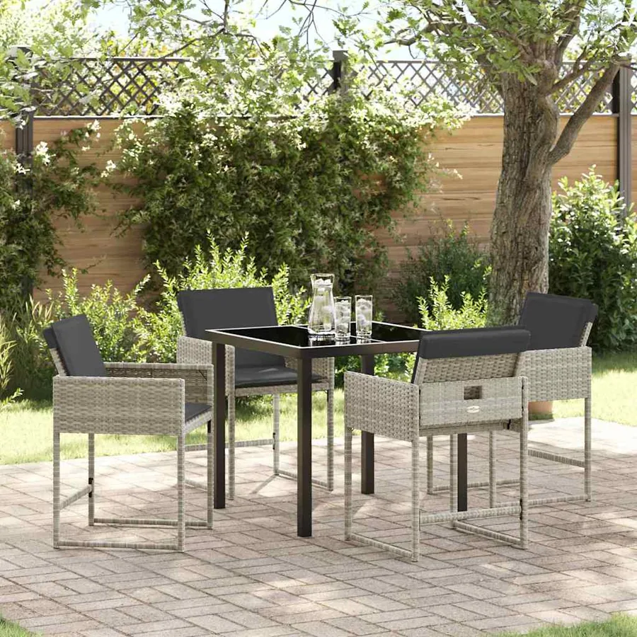 Ensemble de salle à manger pour jardin 5 pcs Gris clair