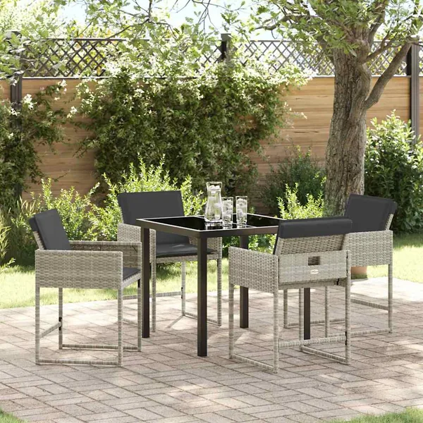 Ensemble de salle à manger pour jardin 5 pcs Gris clair