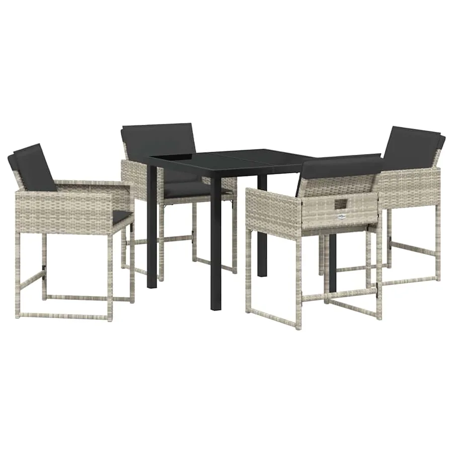 Ensemble de salle à manger pour jardin 5 pcs Gris clair - 2