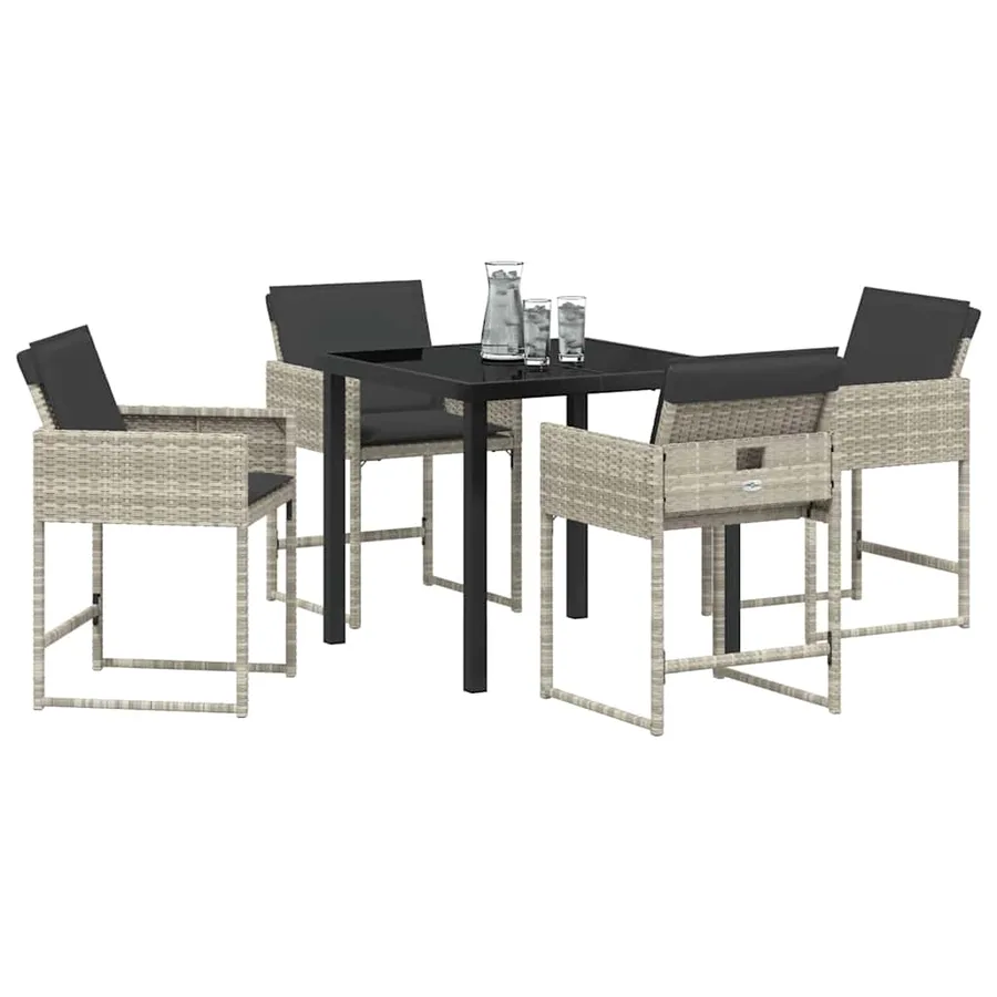 Ensemble de salle à manger pour jardin 5 pcs Gris clair - 3