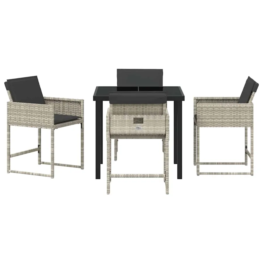 Ensemble de salle à manger pour jardin 5 pcs Gris clair - 6