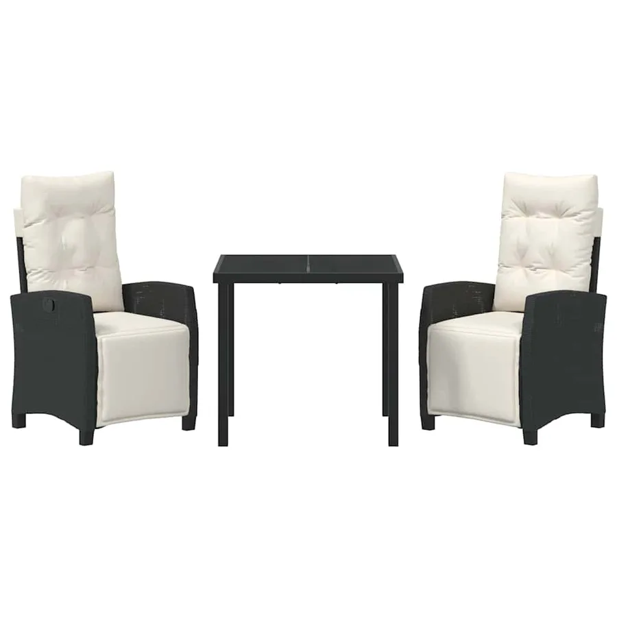 Ensemble de salle à manger pour jardin 3 pcs Noir polyrotin - 7