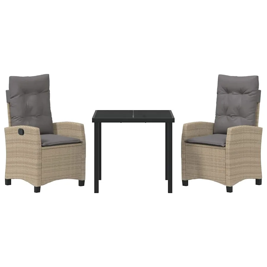 Ensemble de salle à manger pour jardin 3 pcs Beige polyrotin - 5