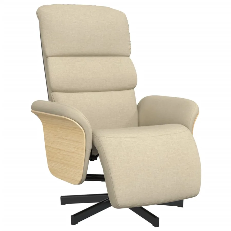 Fauteuil inclinable avec repose-pied crème tissu - 2