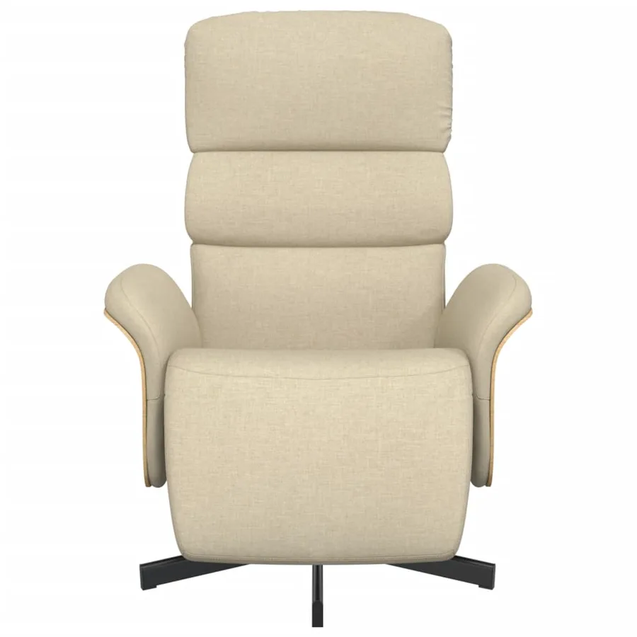 Fauteuil inclinable avec repose-pied crème tissu - 3