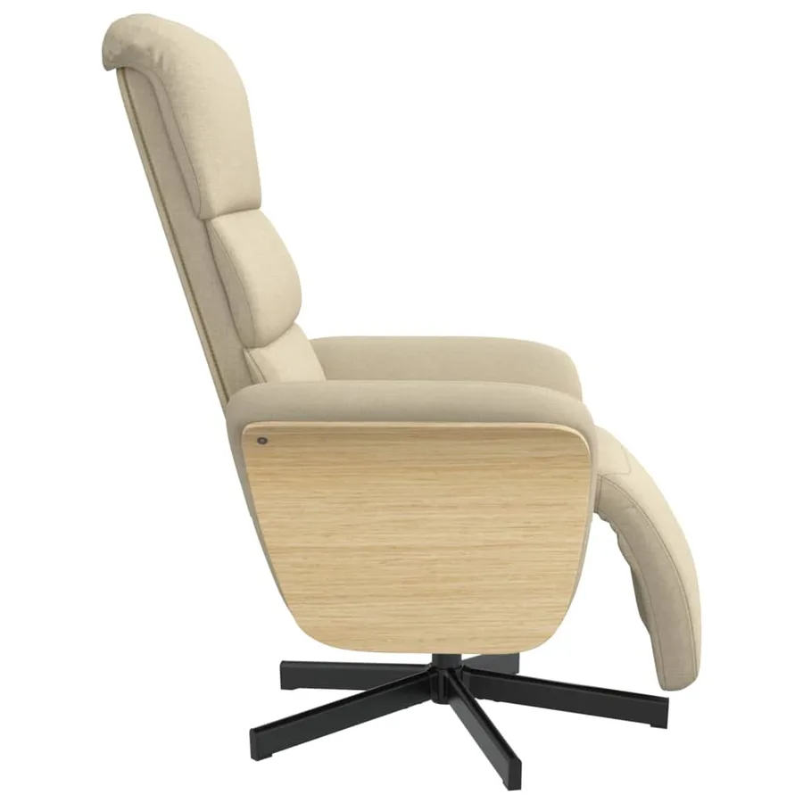 Fauteuil inclinable avec repose-pied crème tissu - 4