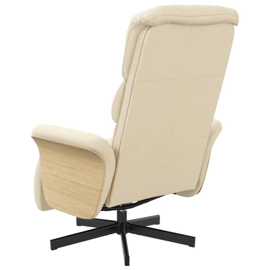 Fauteuil inclinable avec repose-pied crème tissu - 5