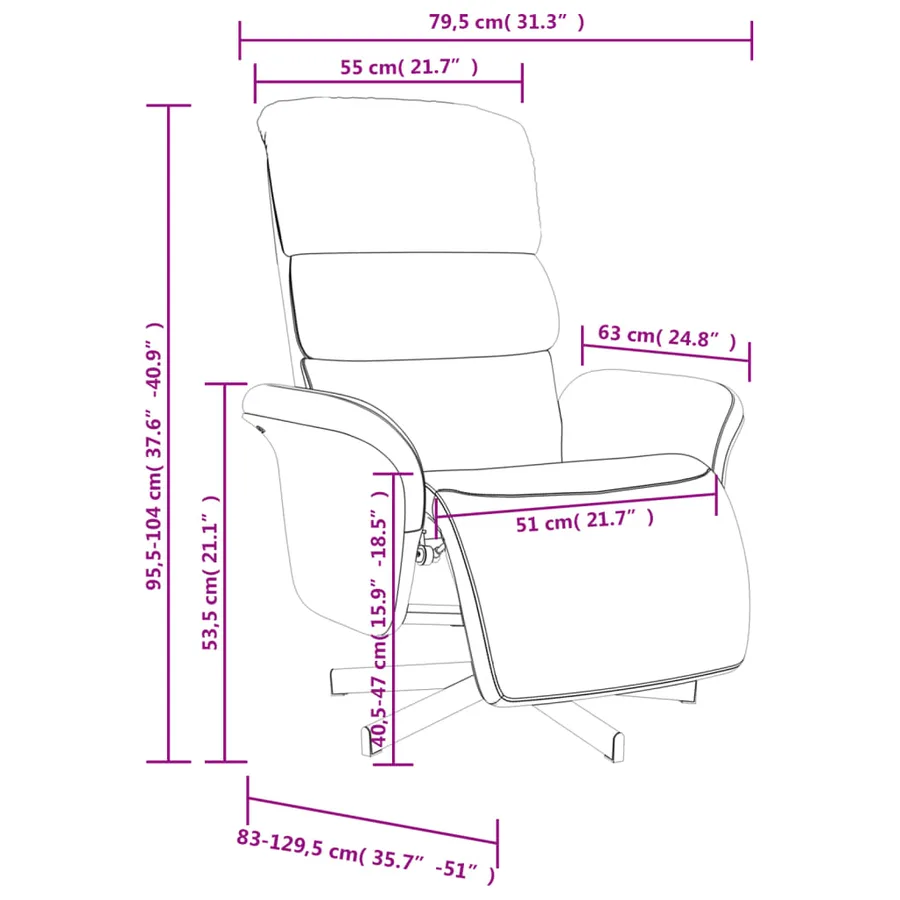 Fauteuil inclinable avec repose-pied crème tissu - 9