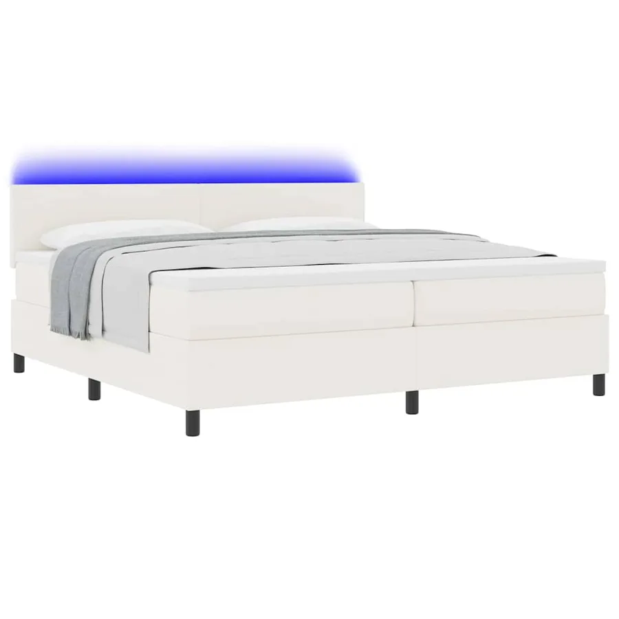 Lit à ressort LED avec tête de lit Crème et Blanc 200 x 200 cm - 3