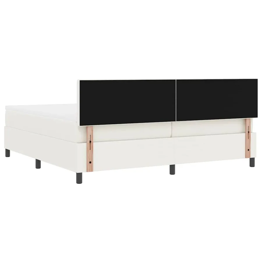 Lit à ressort LED avec tête de lit Crème et Blanc 200 x 200 cm - 8