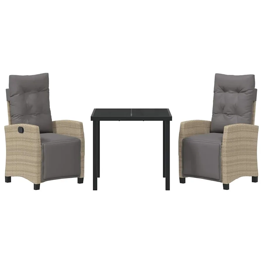 Ensemble de salle à manger pour jardin 3 pcs Beige polyrotin - 7