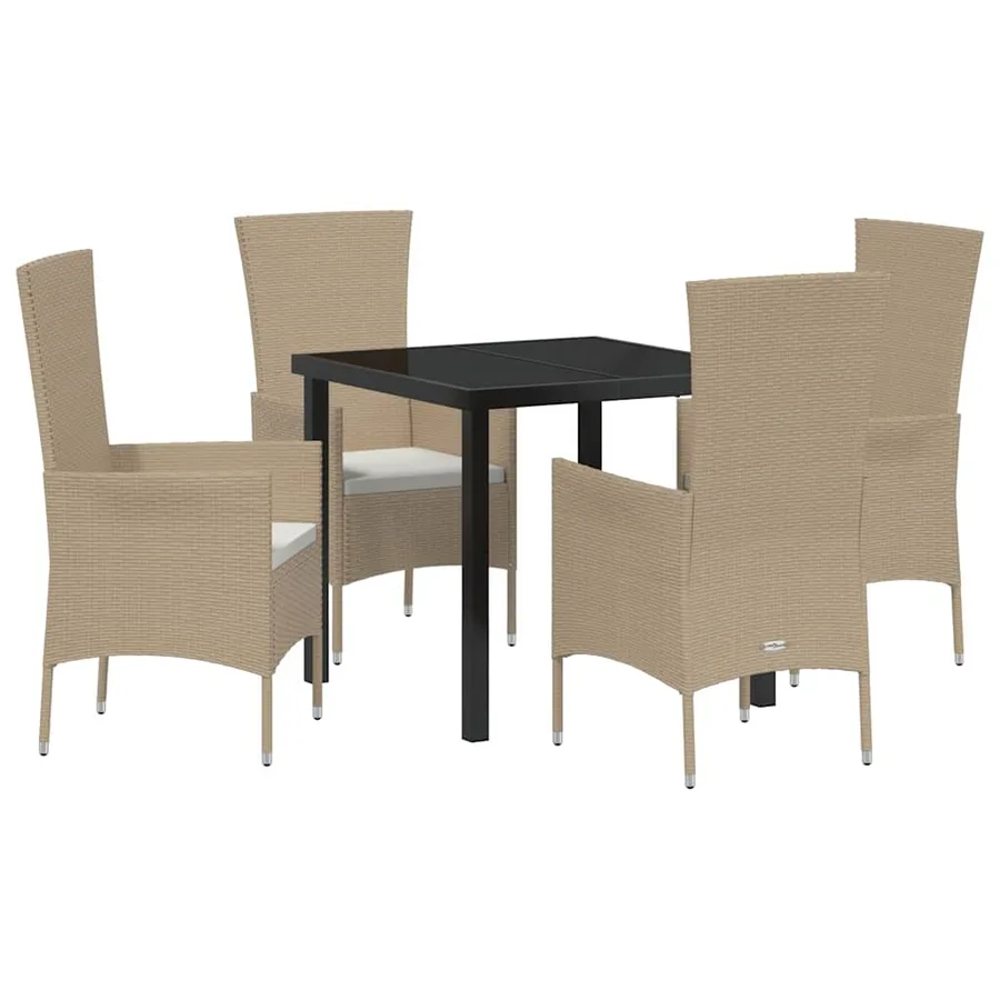 Ensemble de salle à manger pour jardin 5 pcs Beige polyrotin - 2