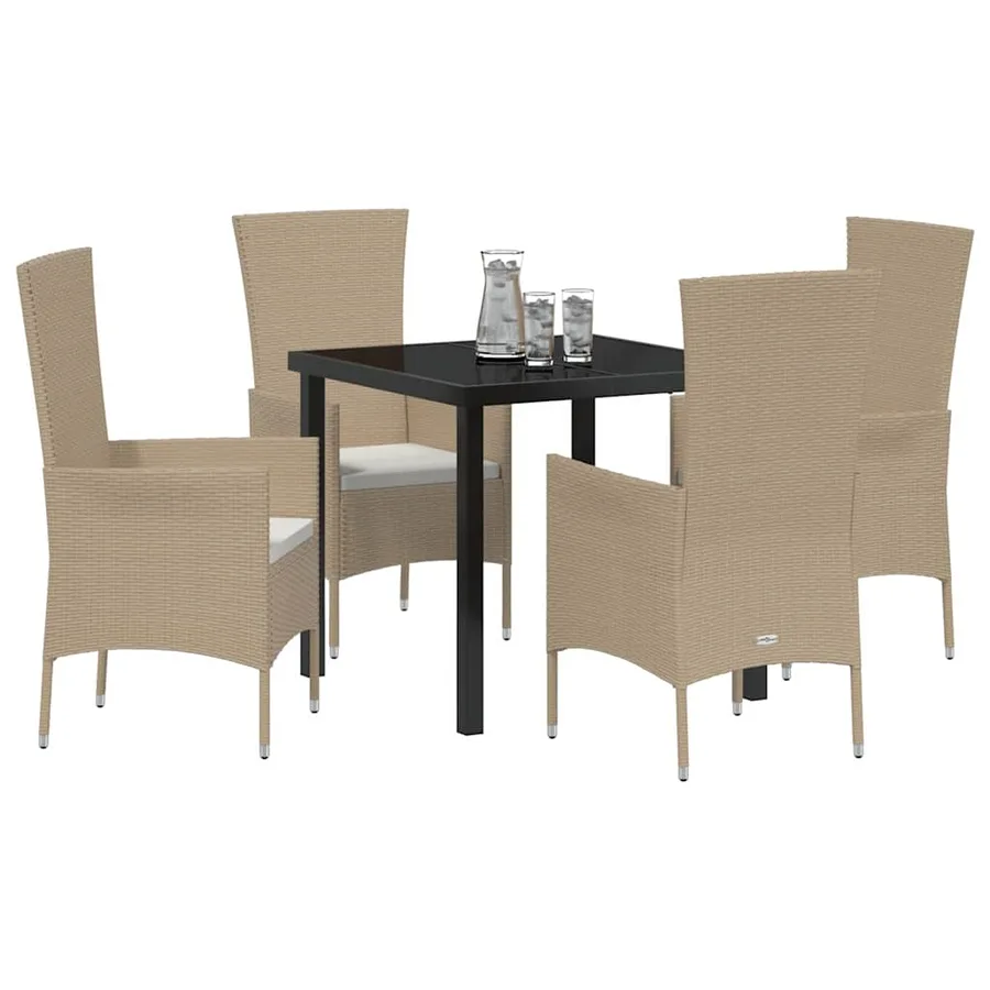 Ensemble de salle à manger pour jardin 5 pcs Beige polyrotin - 3