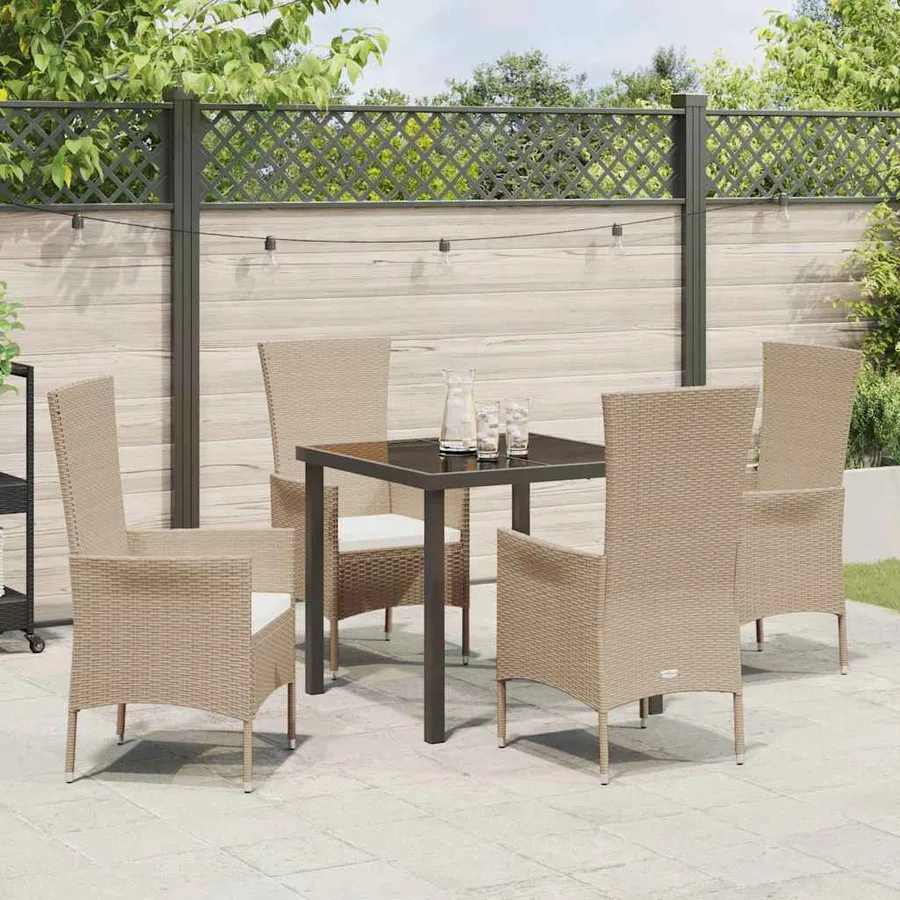 Ensemble de salle à manger pour jardin 5 pcs Beige polyrotin - 4