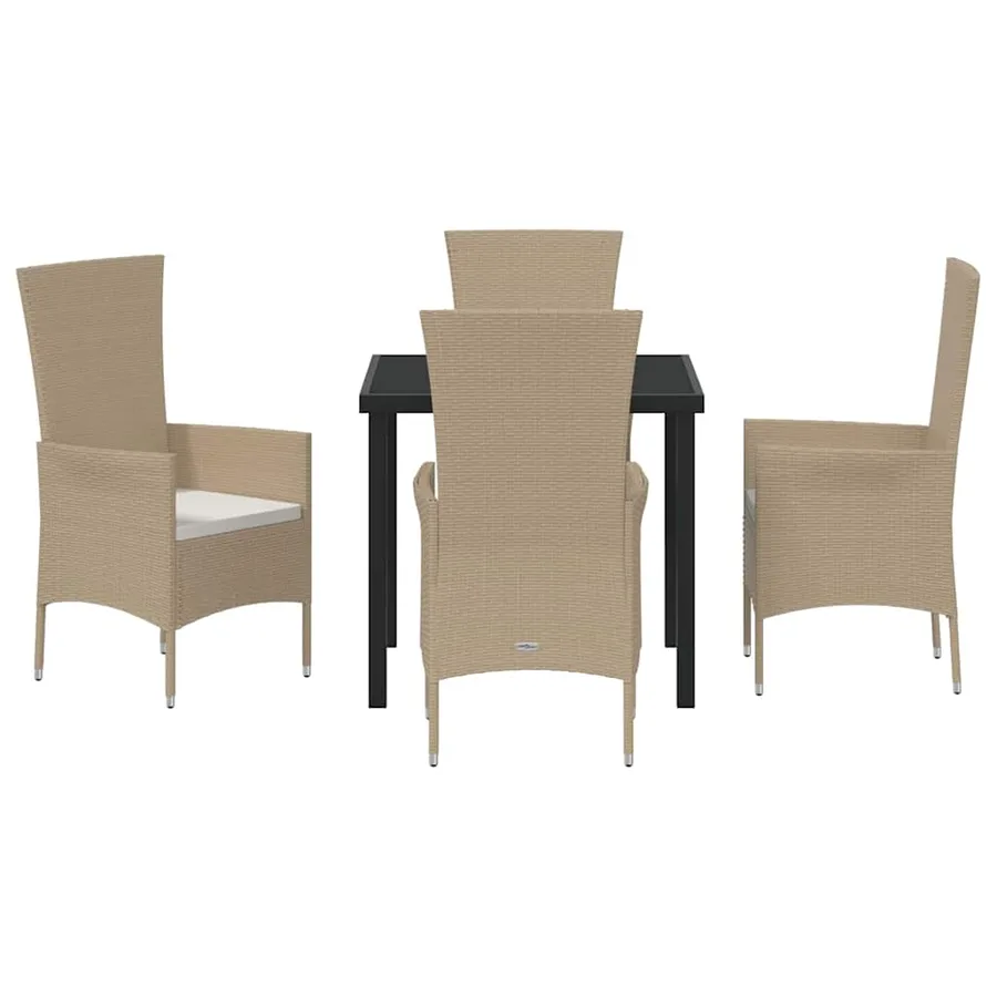 Ensemble de salle à manger pour jardin 5 pcs Beige polyrotin - 7