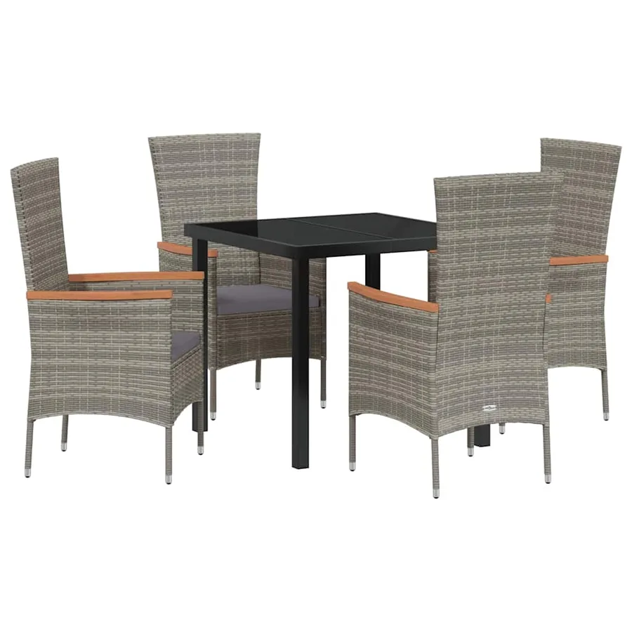 Ensemble de salle à manger pour jardin avec coussin 5 pcs Gris - 2