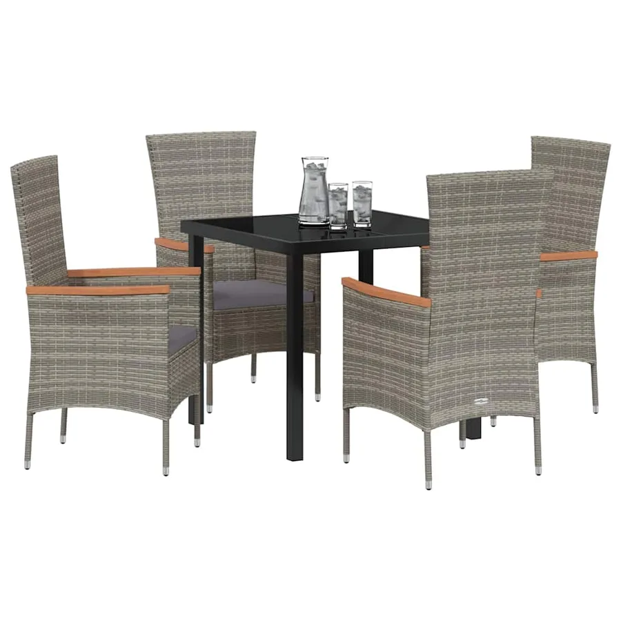 Ensemble de salle à manger pour jardin avec coussin 5 pcs Gris - 3