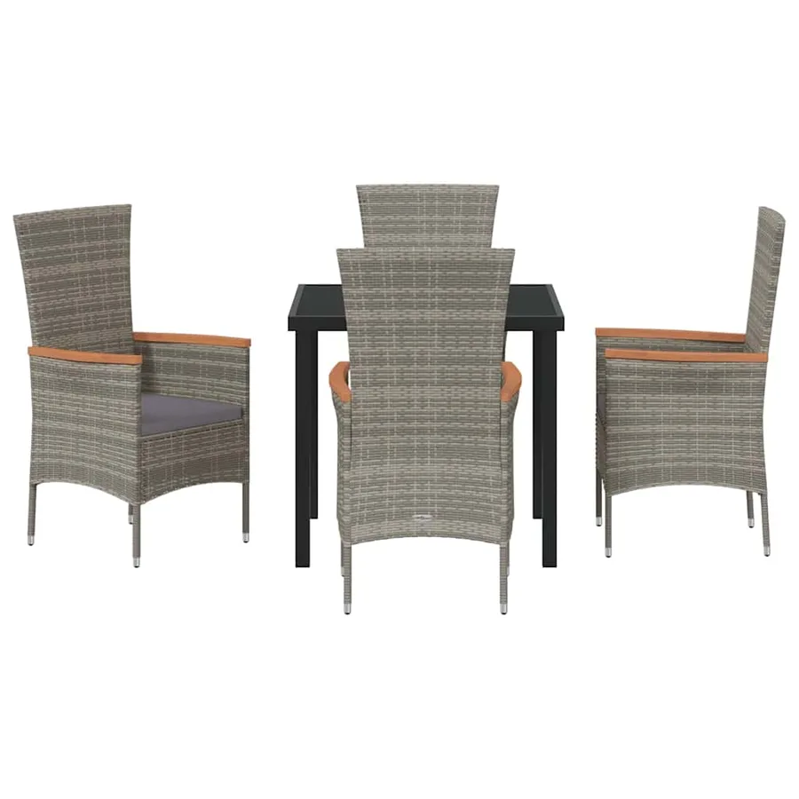 Ensemble de salle à manger pour jardin avec coussin 5 pcs Gris - 7