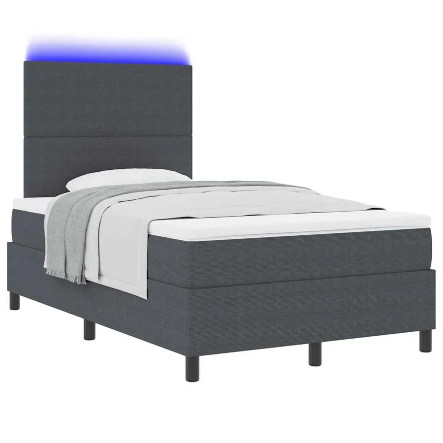 Lit à ressort LED Gris foncé et blanc 120 x 190 cm - 3