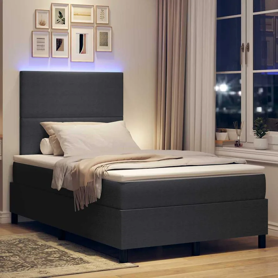 Lit à ressort LED Gris foncé et blanc 120 x 190 cm - 5
