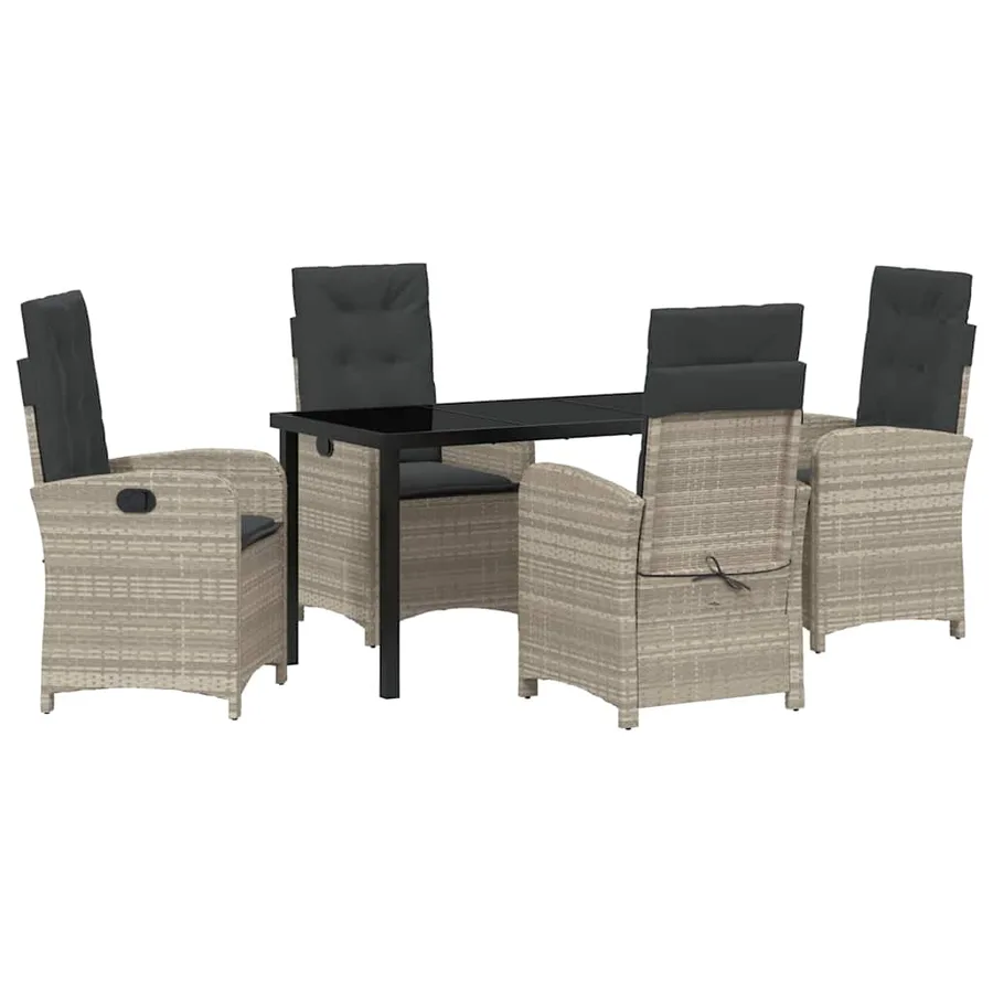 Ensemble de salle à manger pour jardin 5 pcs Gris clair - 2