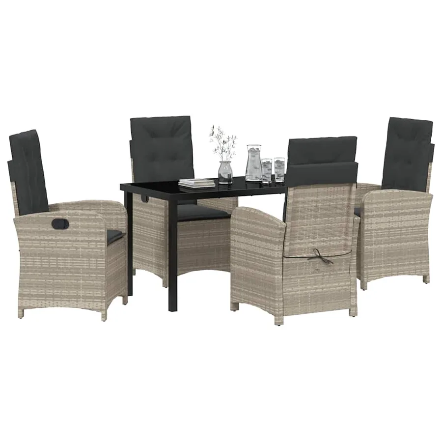 Ensemble de salle à manger pour jardin 5 pcs Gris clair - 3