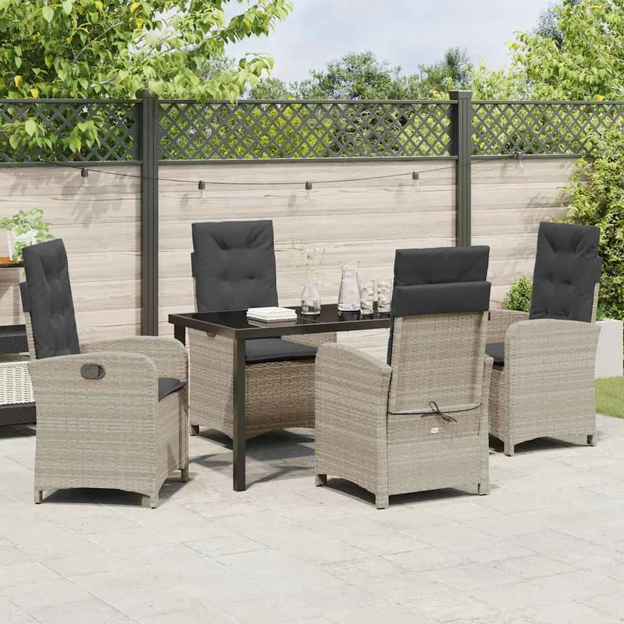 Ensemble de salle à manger pour jardin 5 pcs Gris clair - 4