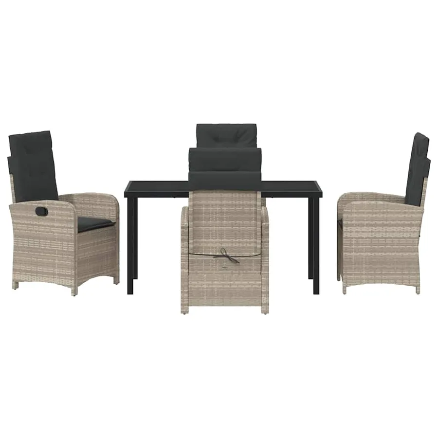 Ensemble de salle à manger pour jardin 5 pcs Gris clair - 7