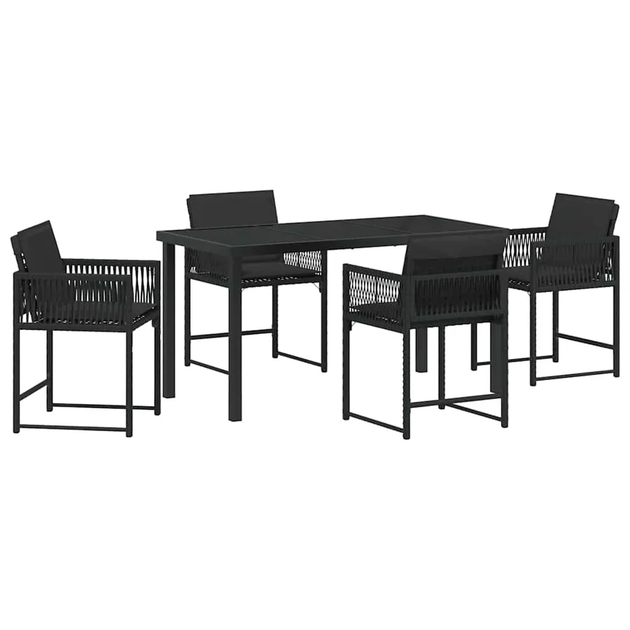 Ensemble de salle à manger pour jardin 5 pcs Noir polyrotin - 2