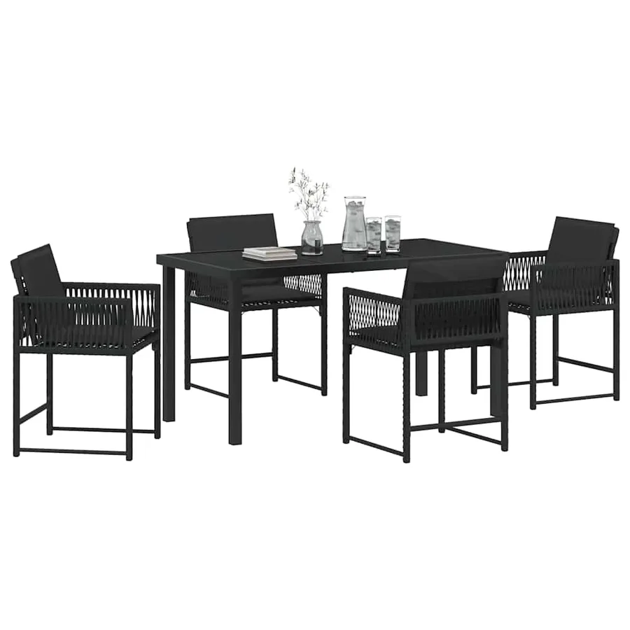 Ensemble de salle à manger pour jardin 5 pcs Noir polyrotin - 3