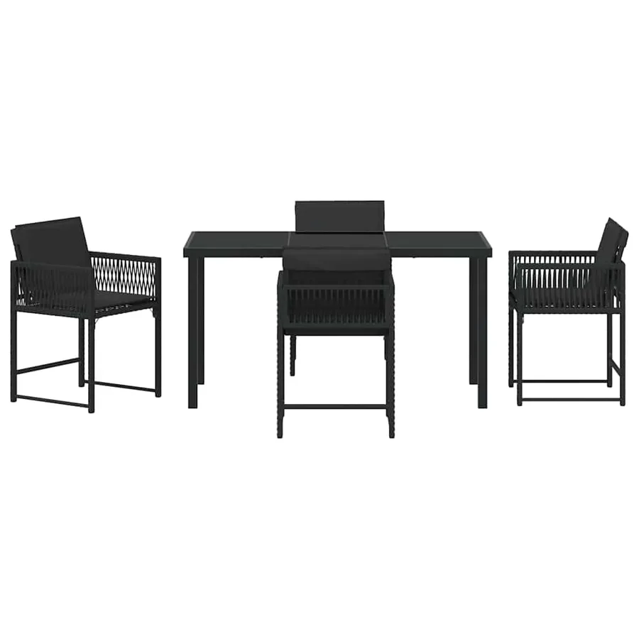 Ensemble de salle à manger pour jardin 5 pcs Noir polyrotin - 7