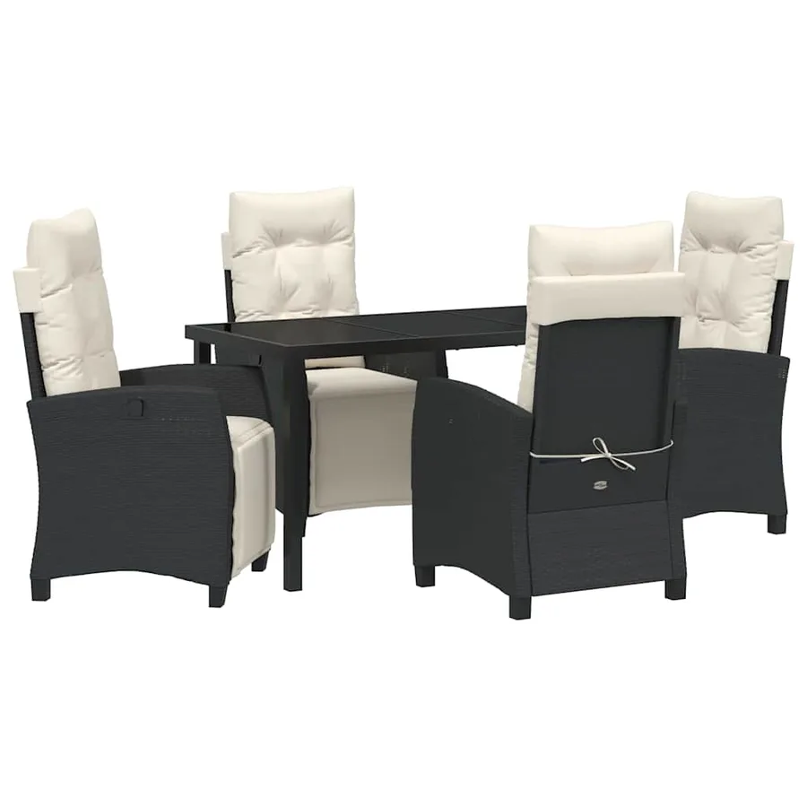 Ensemble de salle à manger pour jardin 5 pcs Noir polyrotin - 2