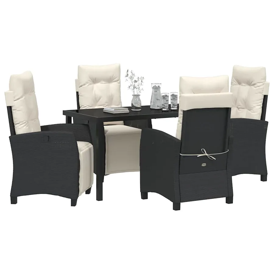Ensemble de salle à manger pour jardin 5 pcs Noir polyrotin - 3