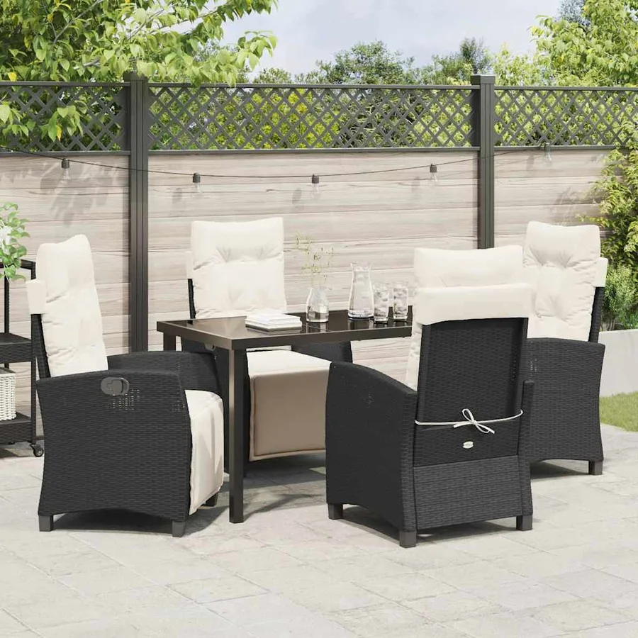 Ensemble de salle à manger pour jardin 5 pcs Noir polyrotin - 4
