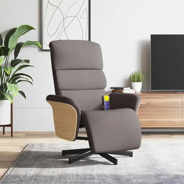 Fauteuil inclinable de massage avec repose-pieds taupe tissu