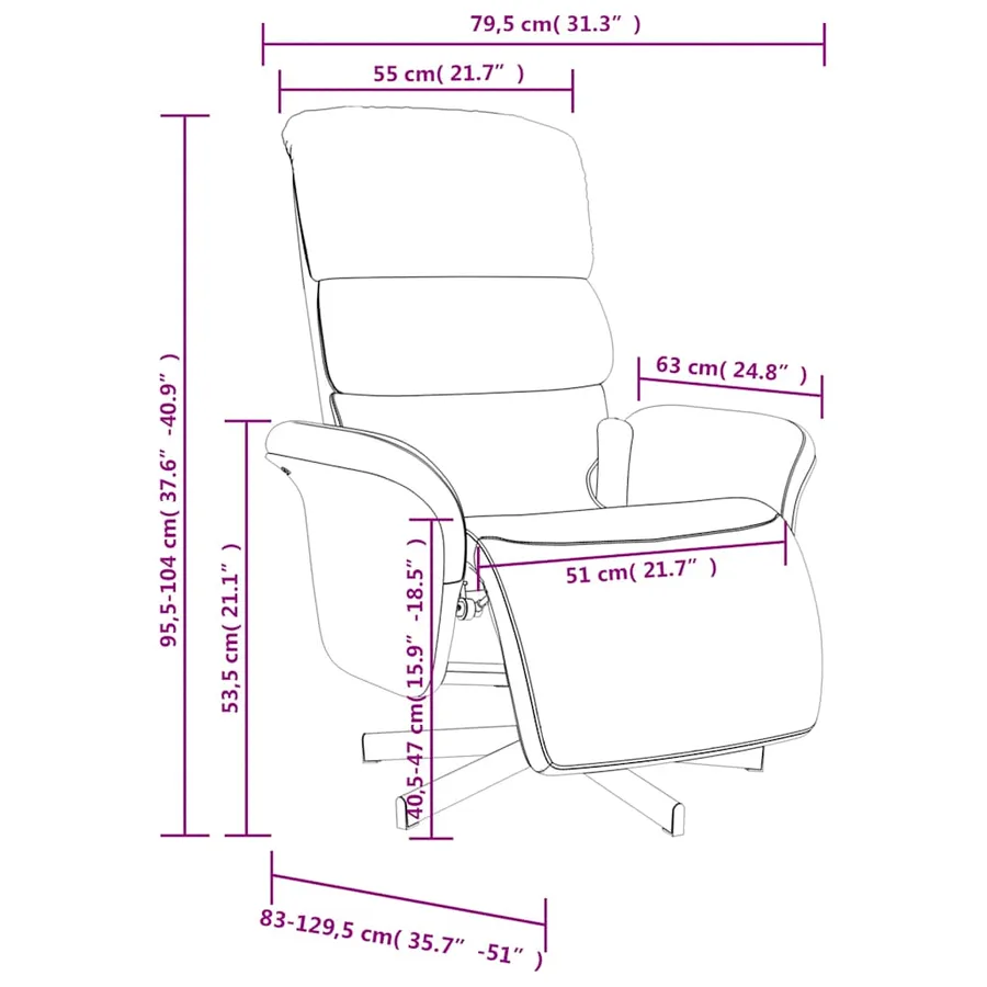Fauteuil inclinable de massage avec repose-pieds taupe tissu - 11