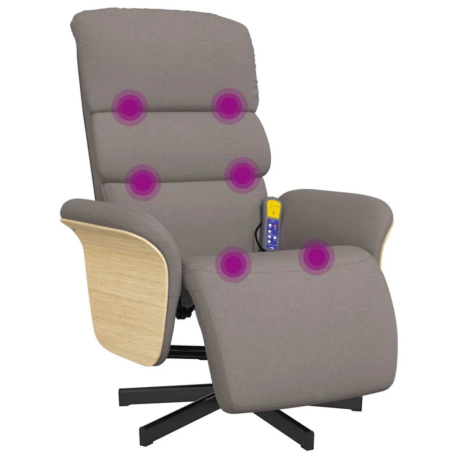 Fauteuil inclinable de massage avec repose-pieds taupe tissu - 2
