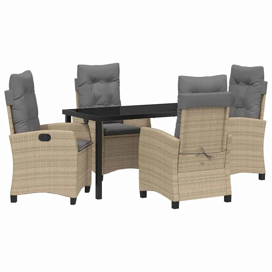 Ensemble de salle à manger pour jardin 5 pcs Beige polyrotin - 2