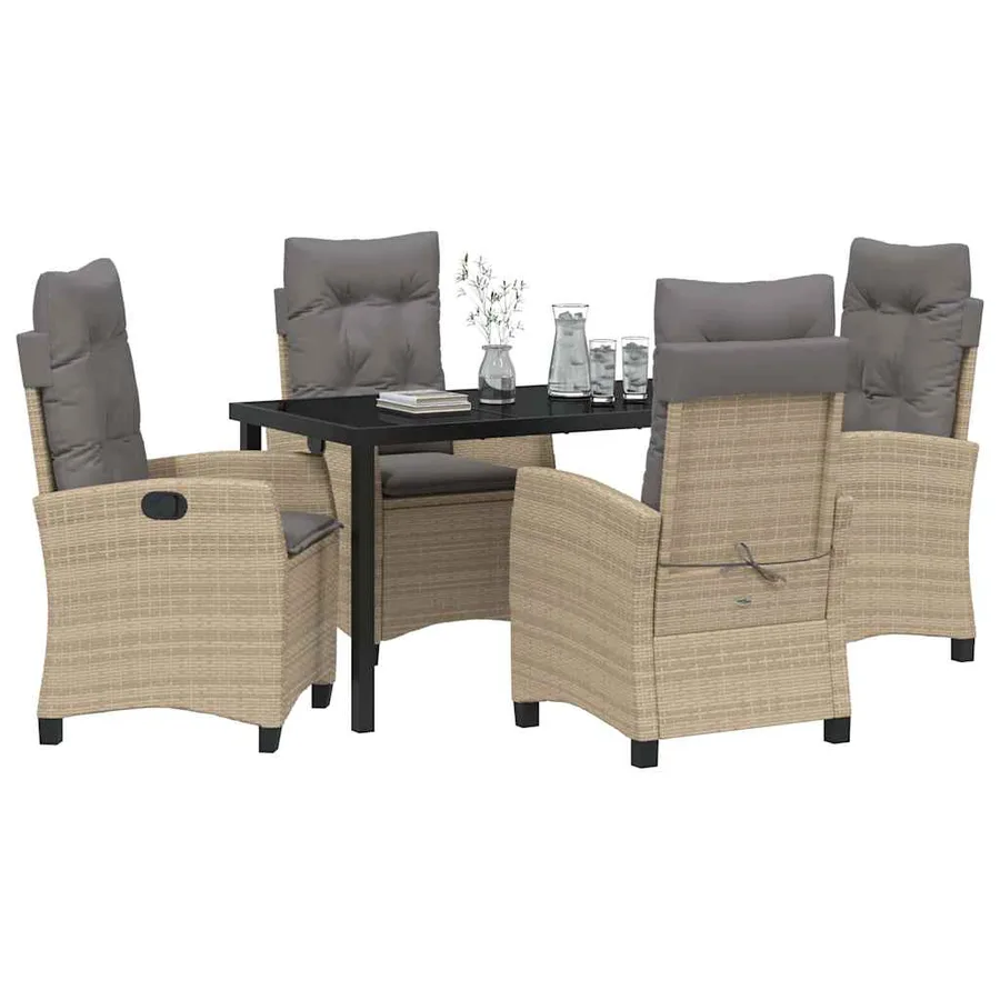 Ensemble de salle à manger pour jardin 5 pcs Beige polyrotin - 3