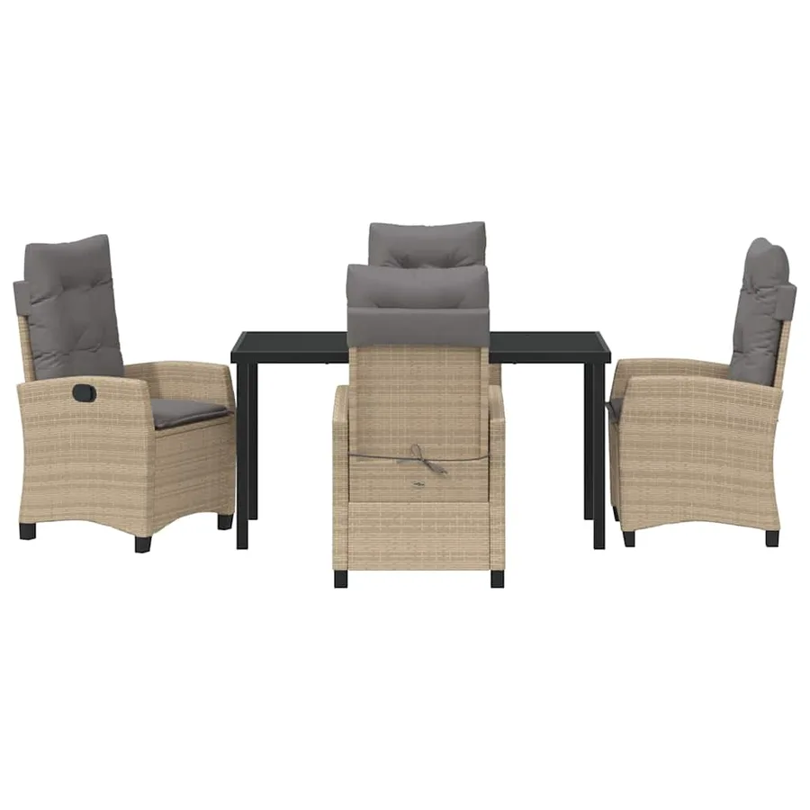 Ensemble de salle à manger pour jardin 5 pcs Beige polyrotin - 7
