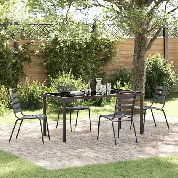 Ensemble de salle à manger pour jardin 5 pcs Anthracite