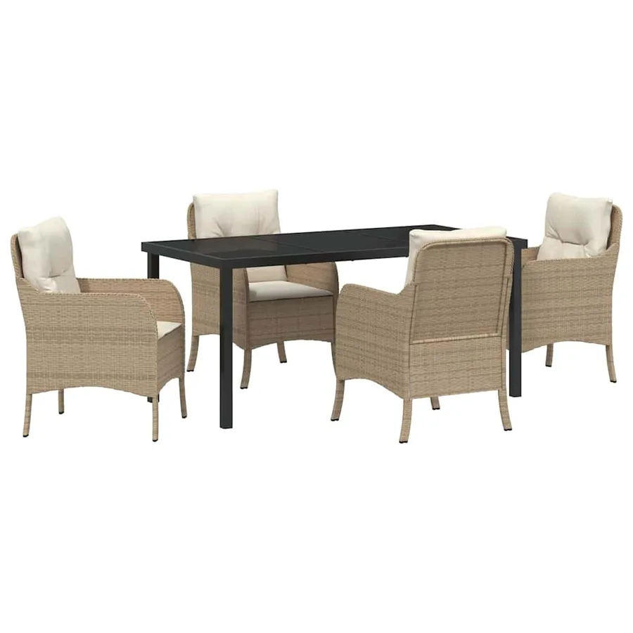 Ensemble de salle à manger pour jardin 5 pcs Beige polyrotin - 2